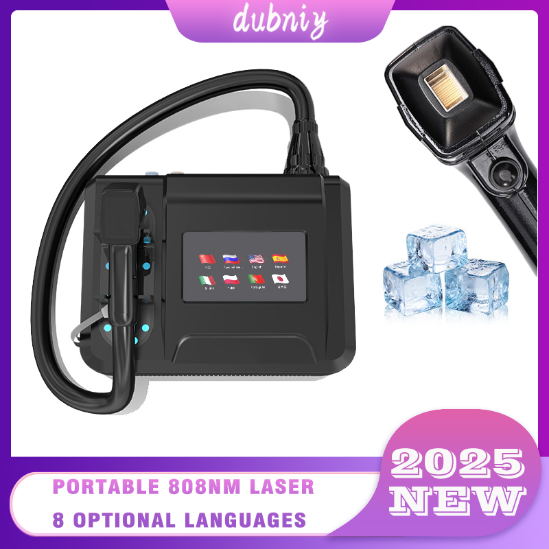 Portable Easy-carry 808nm Laser 8 Optional Languages Cool Hair Removing Diode-lasersings Hair Removal Machine for Home &Clinical