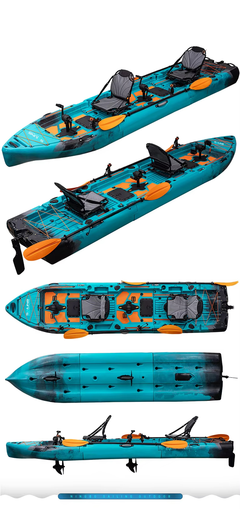 2-Person 3-Modular Waterproof Paddle Drive Kayak Fishing and Outdoor Sports Top Boating Surfing and Tourist Design