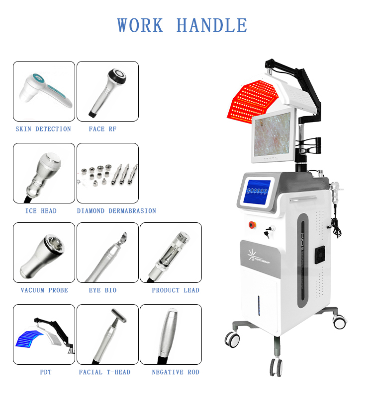 10 In 1 PDT Anti-hair Loss Treatment Machine 7 Colors LED RF Hair Detection Skin Lightening Tightening Machine