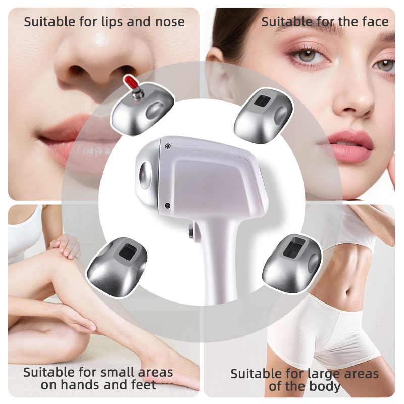 Diode Laser Hair Removal Skin Rejuvenation Machine 808nm Wavelength Triple Cooling System Changeable Tips Portable