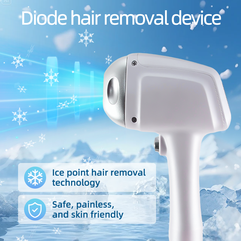 Diode Laser Hair Removal Skin Rejuvenation Machine 808nm Wavelength Triple Cooling System Changeable Tips Portable