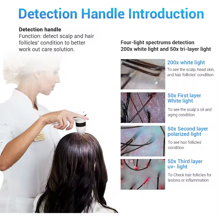 5in1 Scalp Massage Hair Loss Treatment Growth Hair Analysis Device Hair Analyzer Machine with Comparison Mode