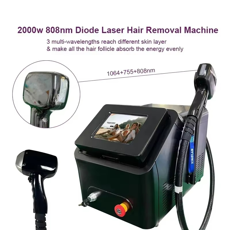 2000W Hair removal beauty instrument ice titanium instrument 808 755 1064nm diode laser hair removal machine beauty salon