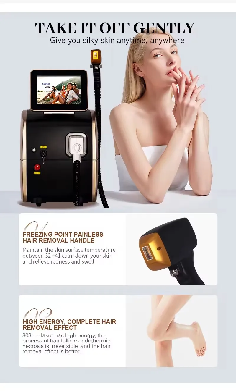 4 Wavelength 755/808/940/1064nm Diode Laser Hair Removal/500w-1600w Diode Laser Beauty Machine/Skin Rejuvenation 1200w 1000w