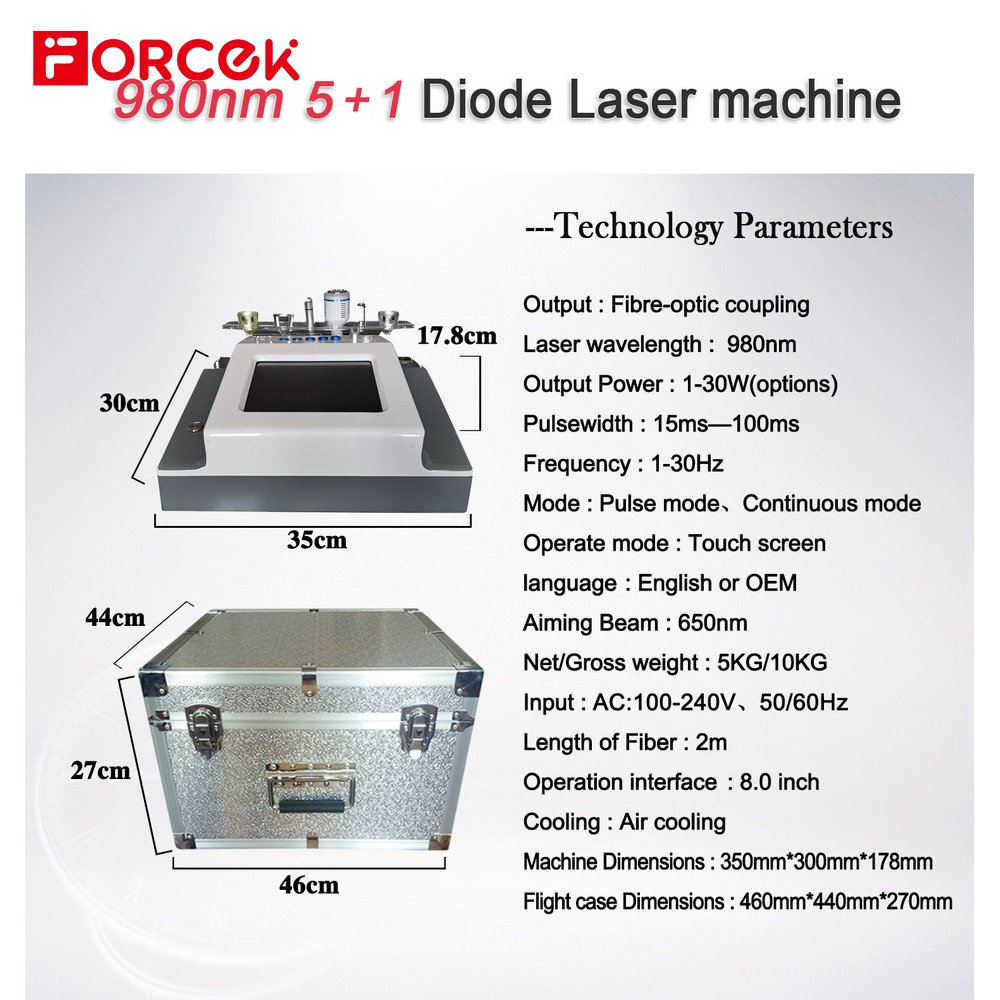 5-in-1 Portable 980nm Diode Laser Spider Vein Removal Machine Vascular Spider Blood Vessels Removal 980nm Laser Machine
