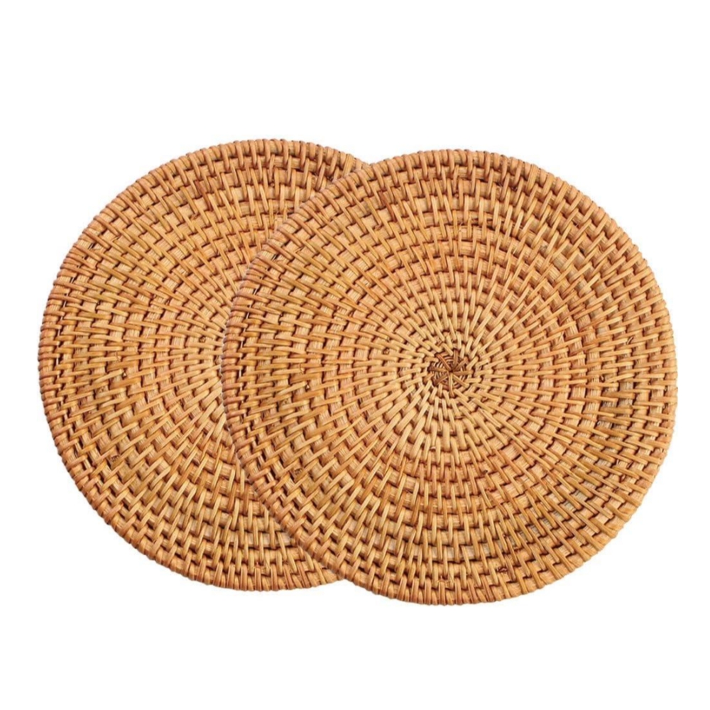Handmade Natural Rattan Placemats Set for Plates-Round-OneVint