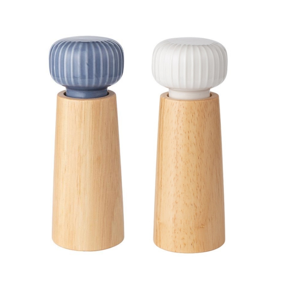 OneVint Pepper and Salt Grinder, Wood and Ceramic, Height 17.5 cm, Pack of 2
