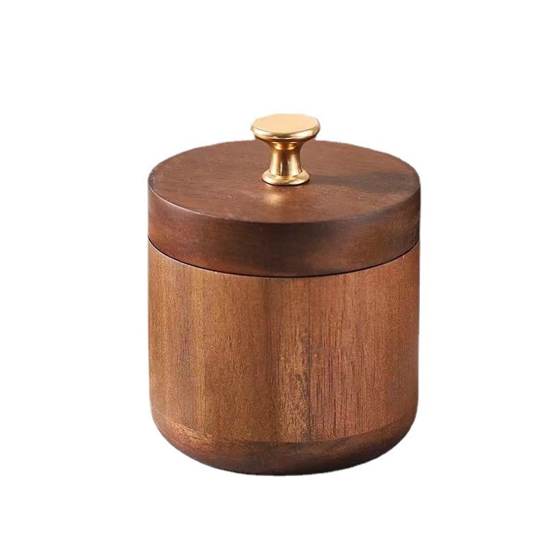 Dismountable Walnut Wood Ashtray with Lid for Cigarette-Round-OneVint