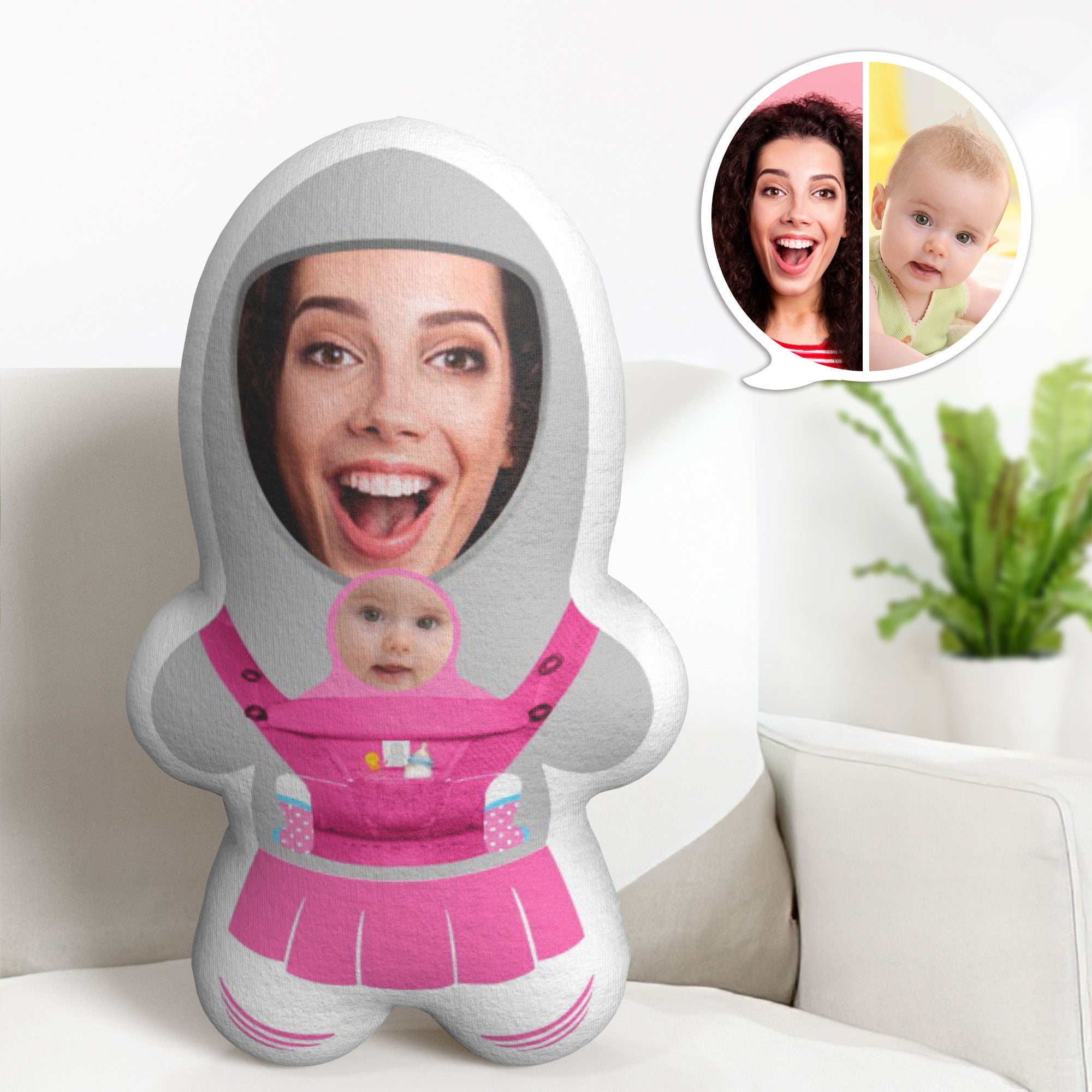 Body Pillow My Face Pillow Custom  Mother and Baby's Face Photo Pillow Minime Pillow Custom Pillow Gift