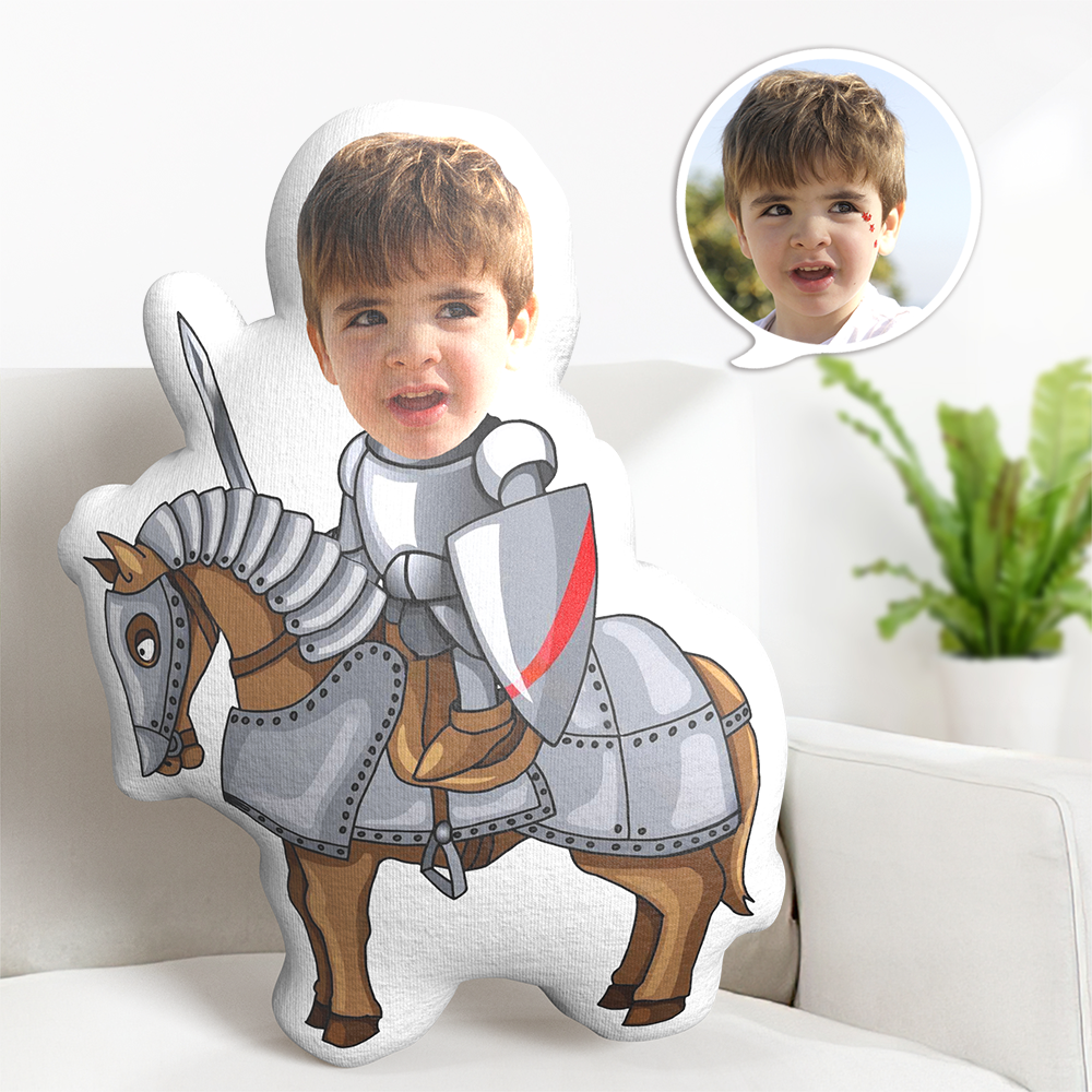Custom Photo Face Pillow Cartoon Knight Pillow Personalized Photo Custom Shaped Pillow - 