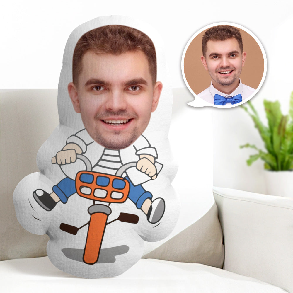 Personalized Face Minime Pillow Custom Bicyclists Pillow Gifts Custom Photo Face Pillow, Bicyclists Face Pillow, Body Pillow Personalized Doll - 