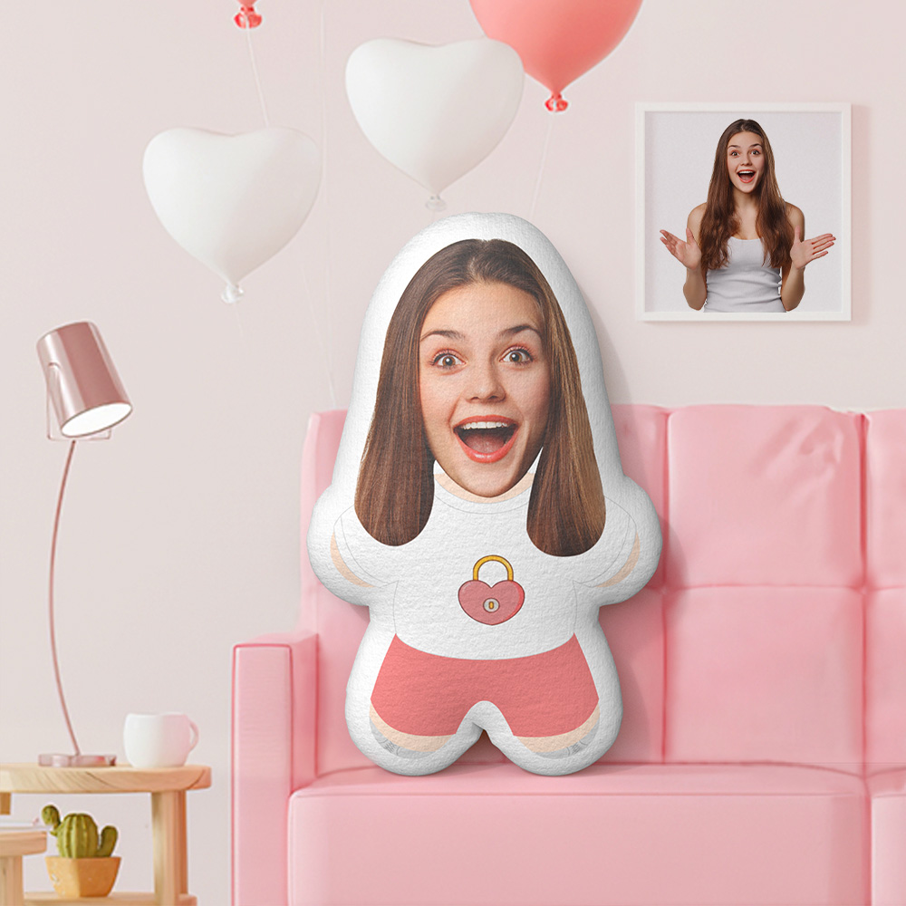 Custom Love Lock Minime Photo Throw Pillow Personalized Minime Photo Throw Pillow Gifts Valentine's Day Gifts - 