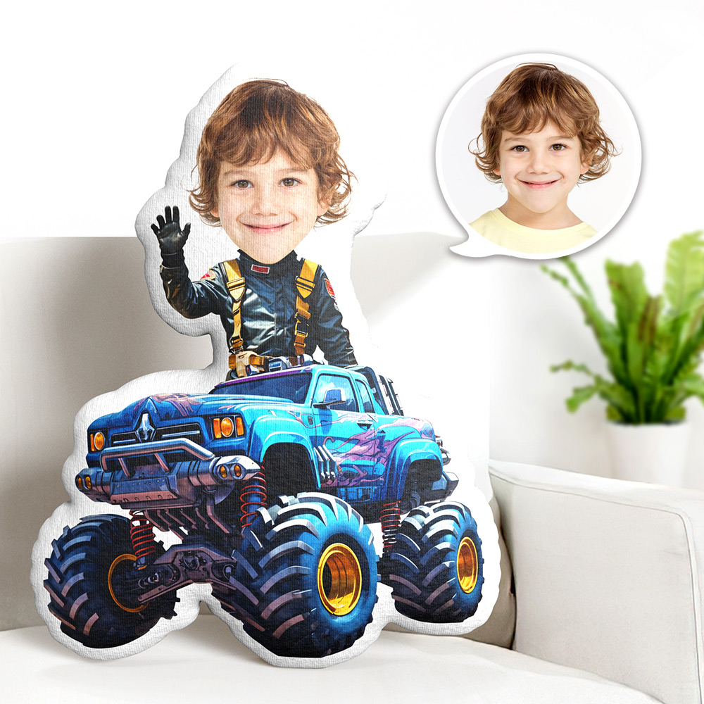 Custom Minime Pillow Creative Boy Riding Truck Pillow Personalized Face Body Pillow - 