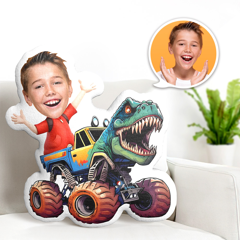Custom Minime Pillow Cool Truck Racer Face Pillow Personalized Dinosaur Pillow - 