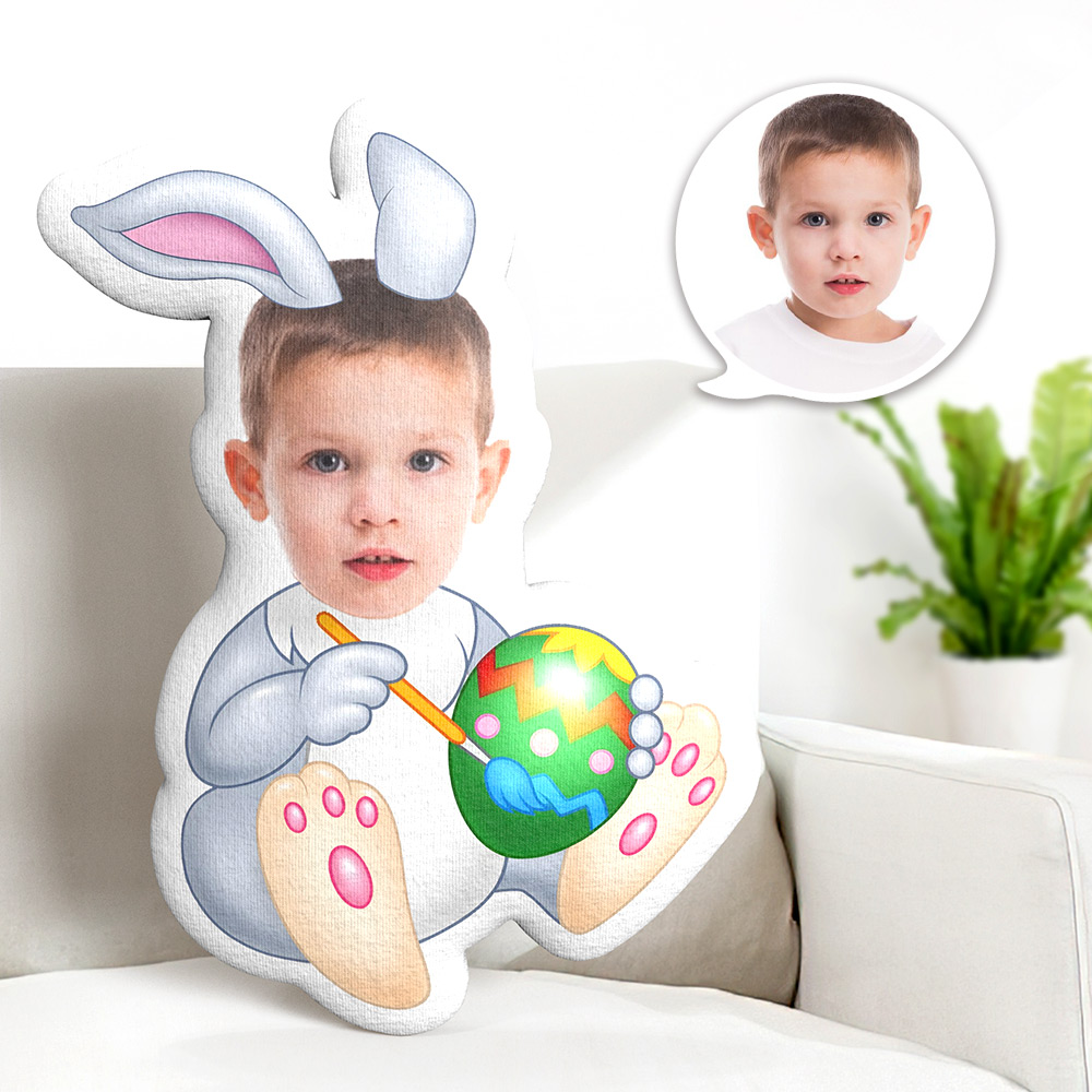 Custom Minime Pillow Easter Pillow With Baby Face Personalized Bunny Pillow - 