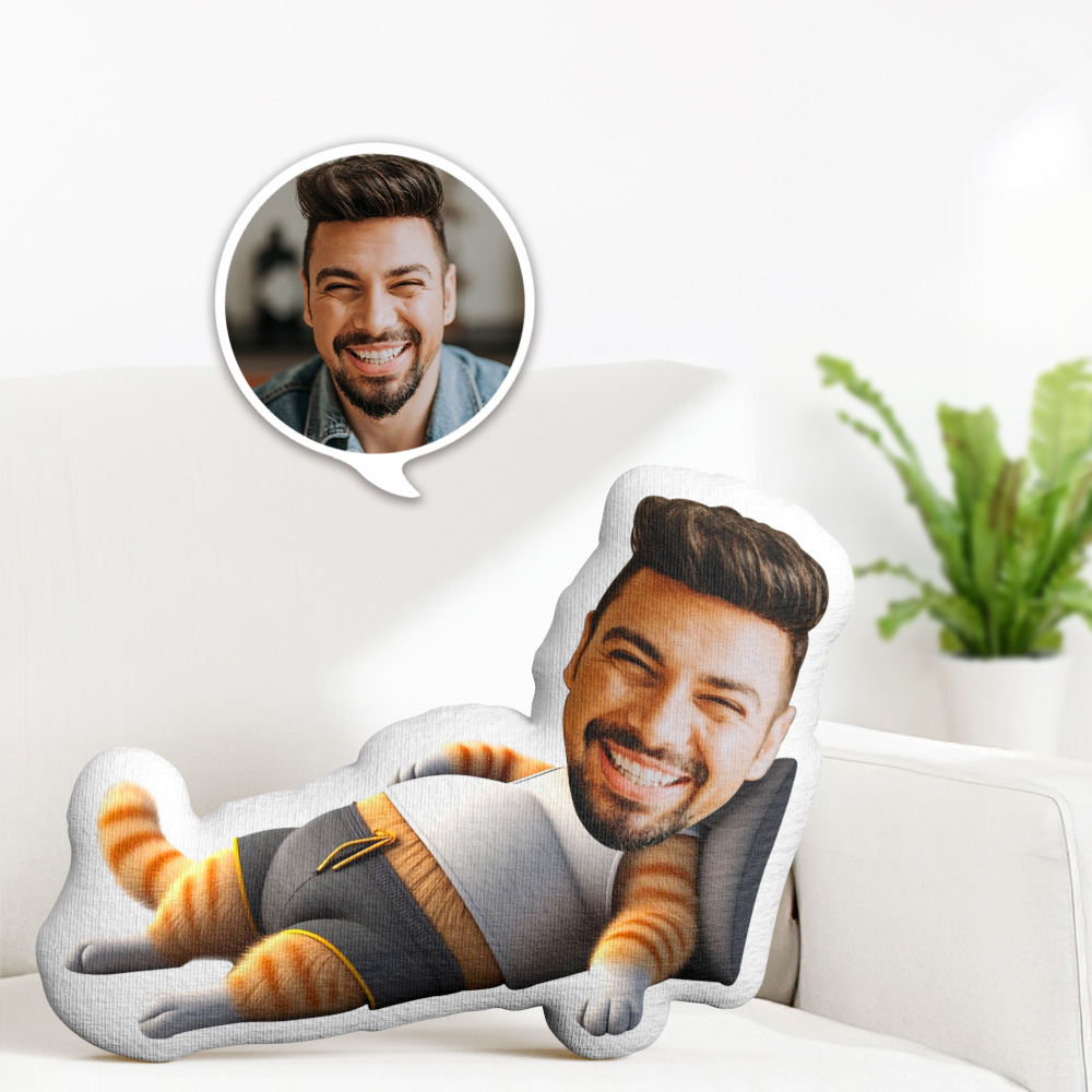 Custom Photo Face Pillow Cat Man On The Sofa Face Pillow Face Picture Pillow Doll Face Body Pillow Personalized Doll - 