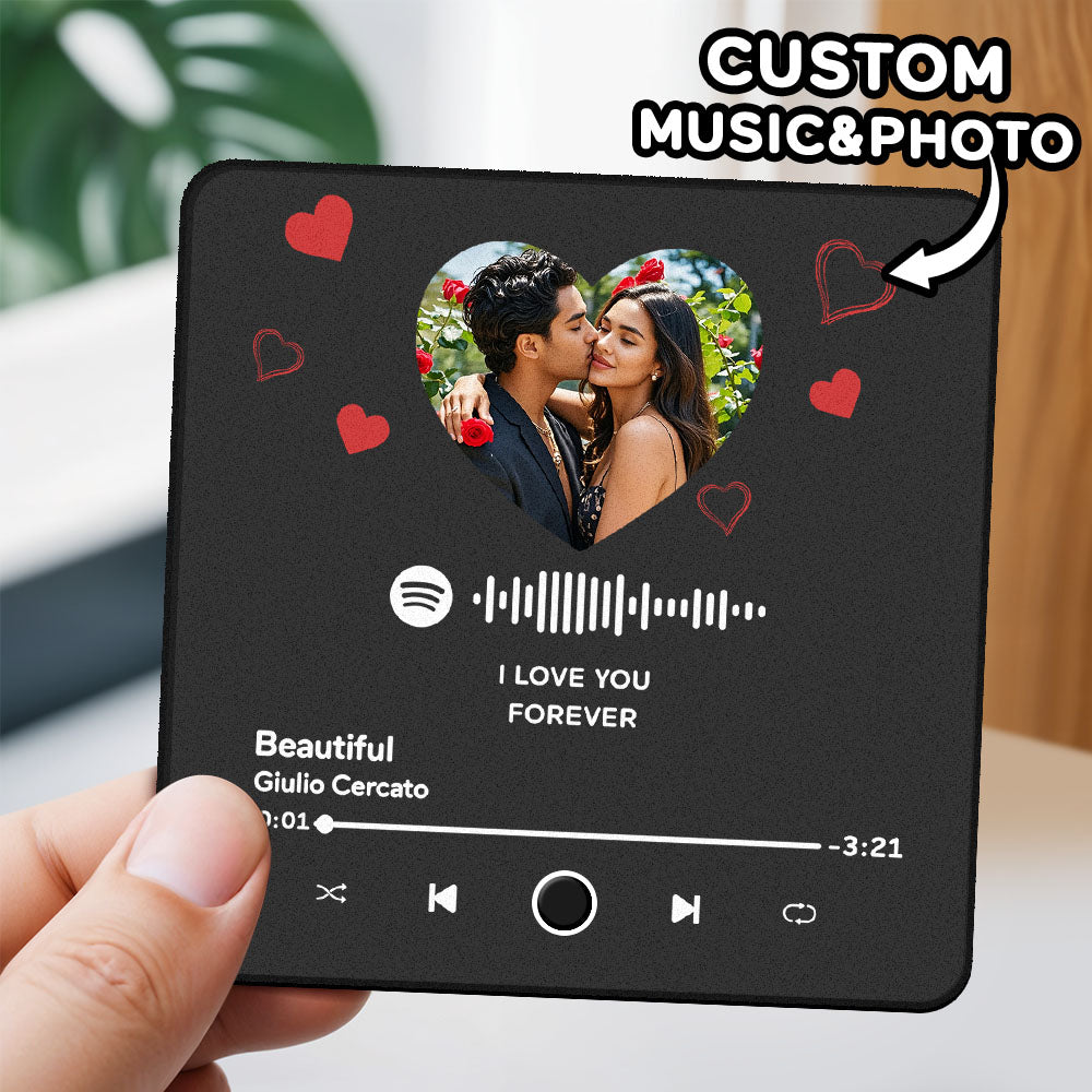 Customized Album Fridge Magnet Heart Personalized Photo Music Fridge Magnet Prp Can Play Songs Anniversary Gifts Ideas - MyFaceTshirt