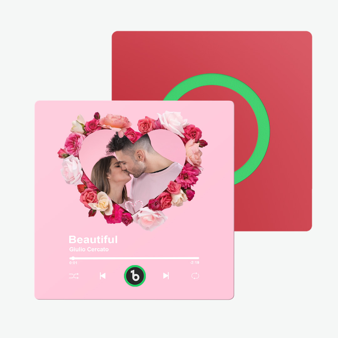 Custom Colorful Album Music Fridge Magnet Personalized Heart Shape Photo Music Fridge Magnet Can Plays Song Customizable Pictures Pink Memory Song Valentine's Day Gifts -