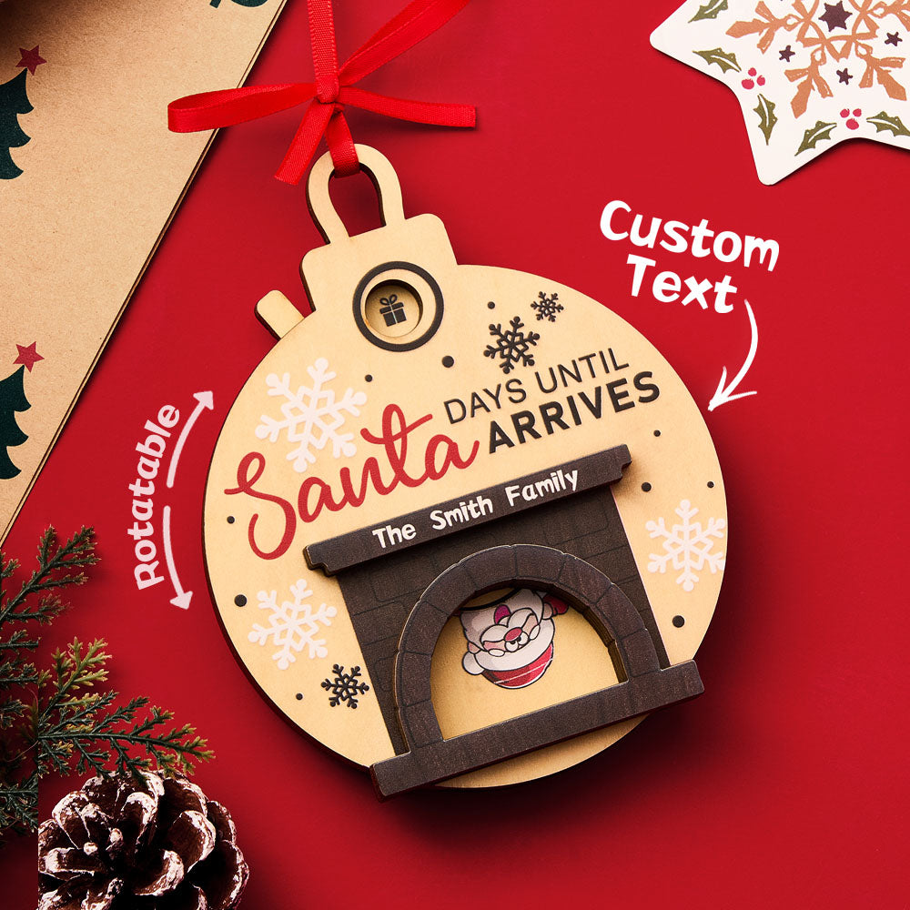 Personalized Christmas Santa in Fireplace Countdown Ornament Days Till Christmas Ornament - 