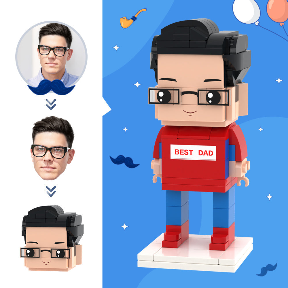 Father's Day Gifts Custom Head Brick Figures Best Dad Brick Figures Small Particle Block Toy - 