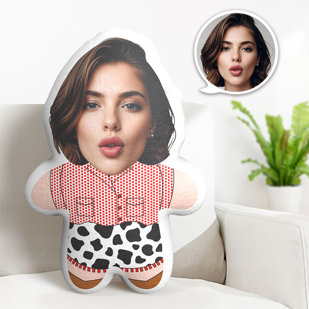 Custom Minime Throw Pillow Cowgirl Face Pillow Custom Face Gifts Personalized Photo Minime Pillow - 