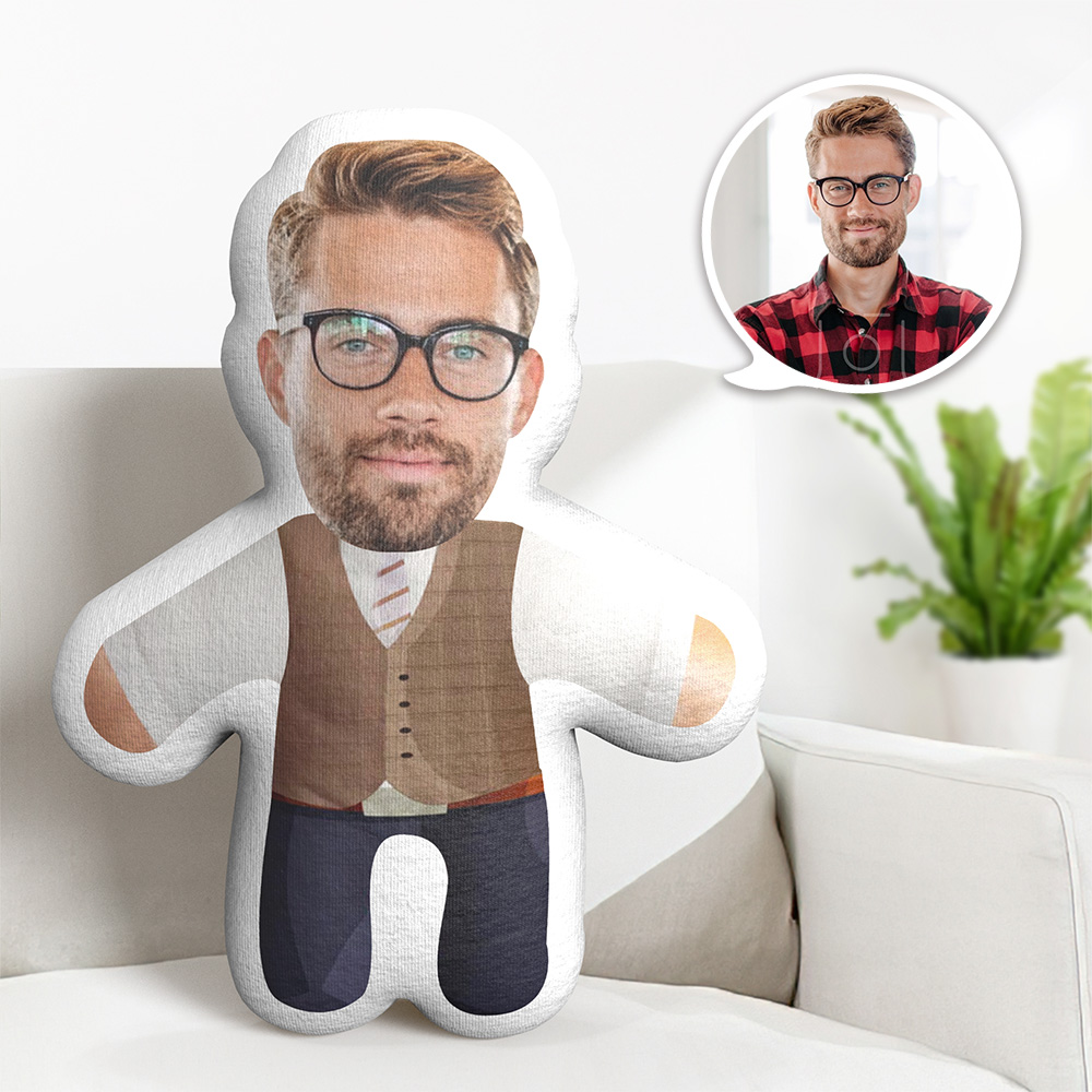 Personalized Photo Minime Pillow Gentleman Style Man Clothed Dad Pillow - 