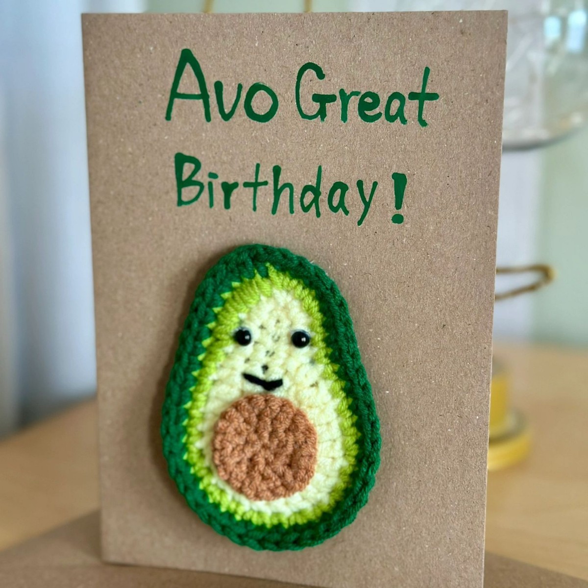 Avo Great Birthday Greeting Card Handmade Crochet Greeting Card 3D Knitted Card - 