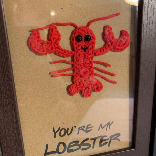 YOU'RE MY LOBSTER Greeting Card Handmade Crochet Greeting Card 3D Knitted Card - 