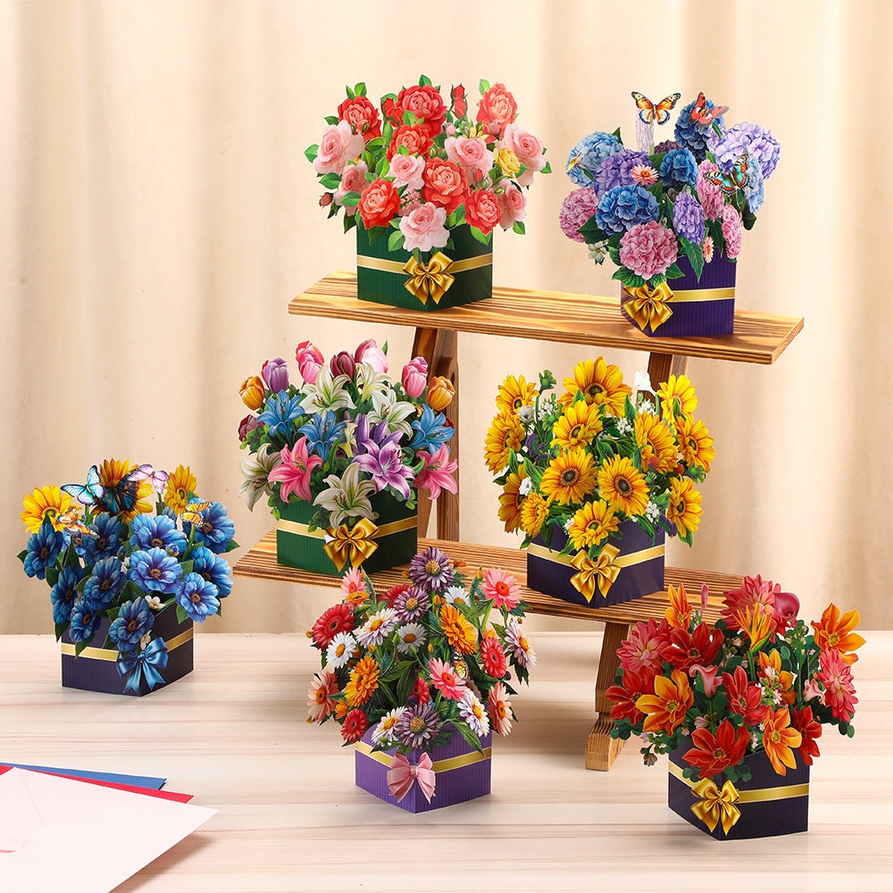 3D Greeting Card Flower Bouquet Card Mother's Day Gift for Mum - 