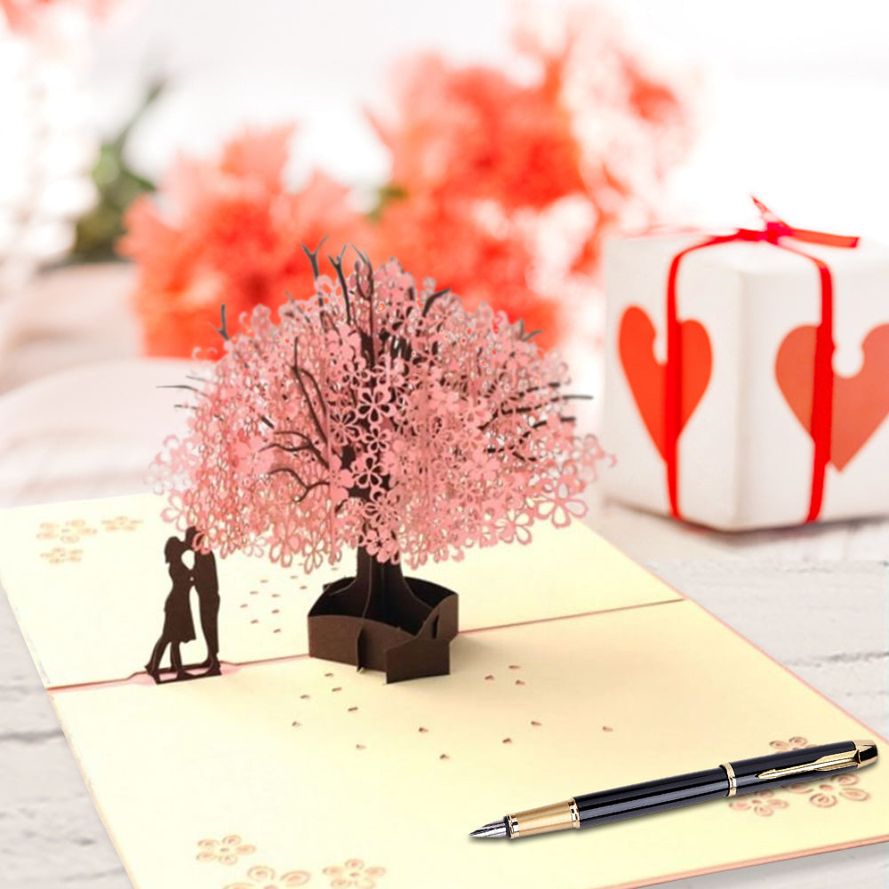 Valentine's Day Lovers Sakura 3D Pop Up Greeting Card - 