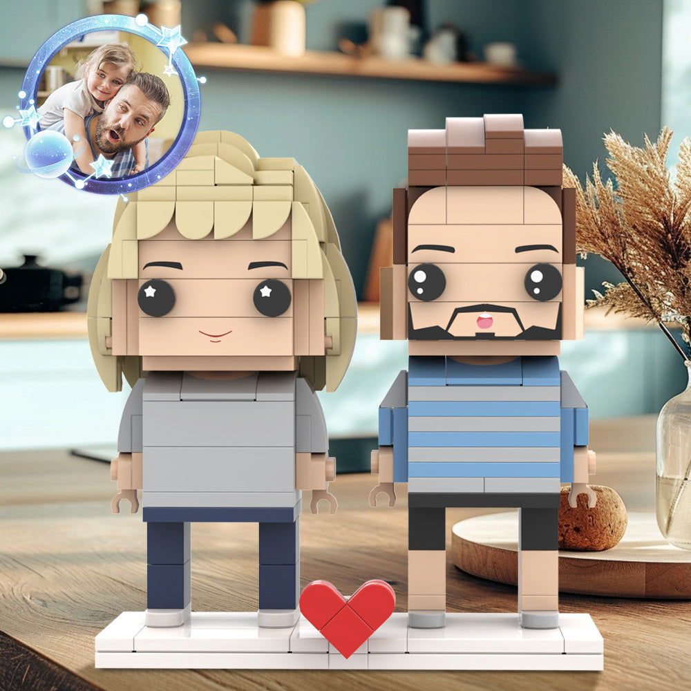 Fully Body Customizable Father's Day Brick Figures Daddy and His Little Girl 2 People Custom Brick Figures For Dad On Father's Day - 