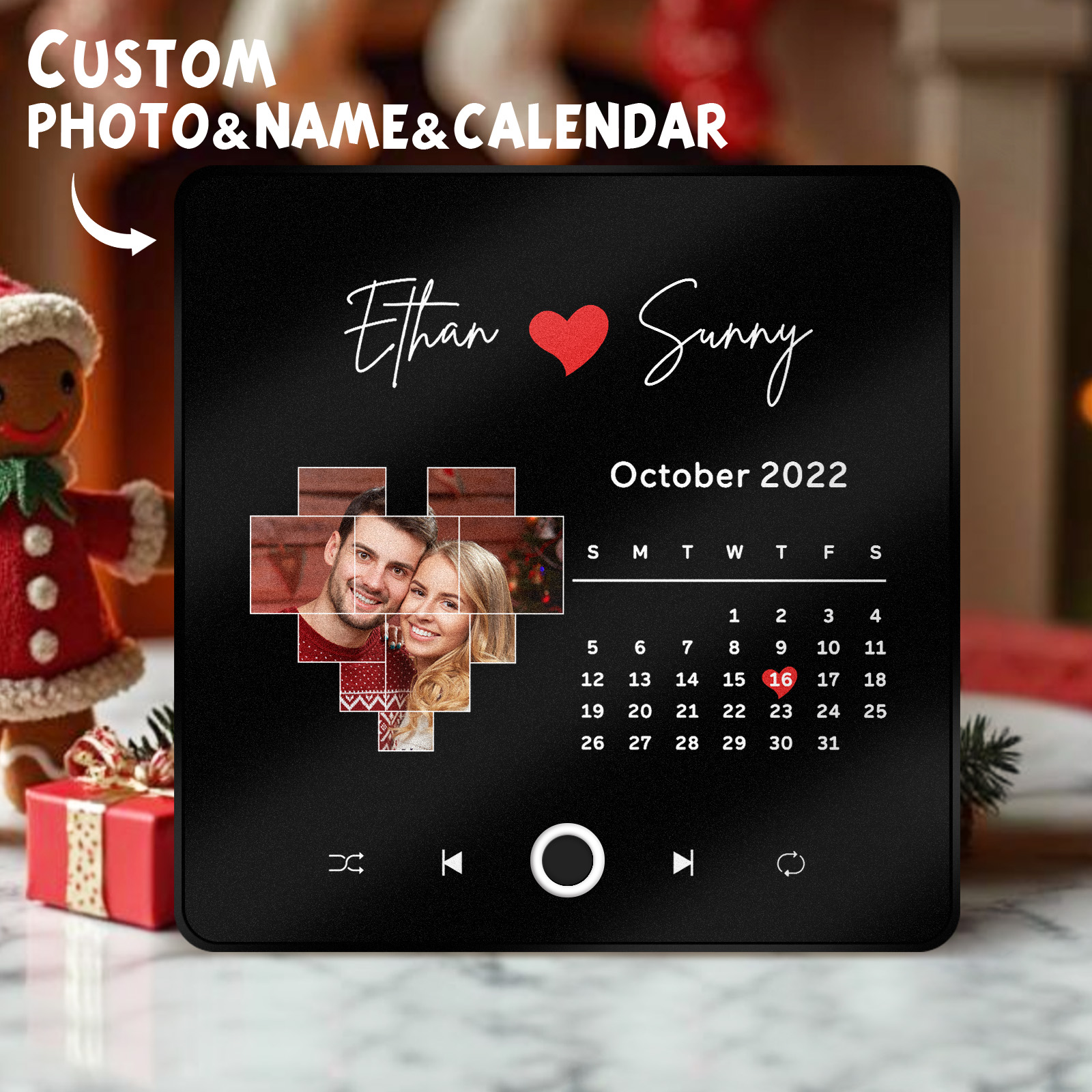 Personalized Photo Calendar Fridge Magnet Customized Wall Photo Sticker Music Fridge Magnet Anniversary Gift - 