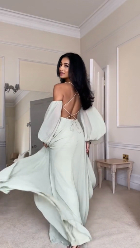 Ruffle Off The Shoulder Light Maxi Dress