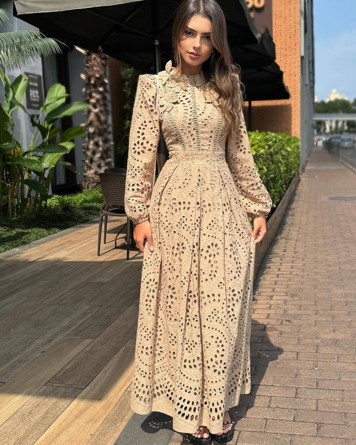 Comfortable Loose Fit Long Sleeve Maxi Dress