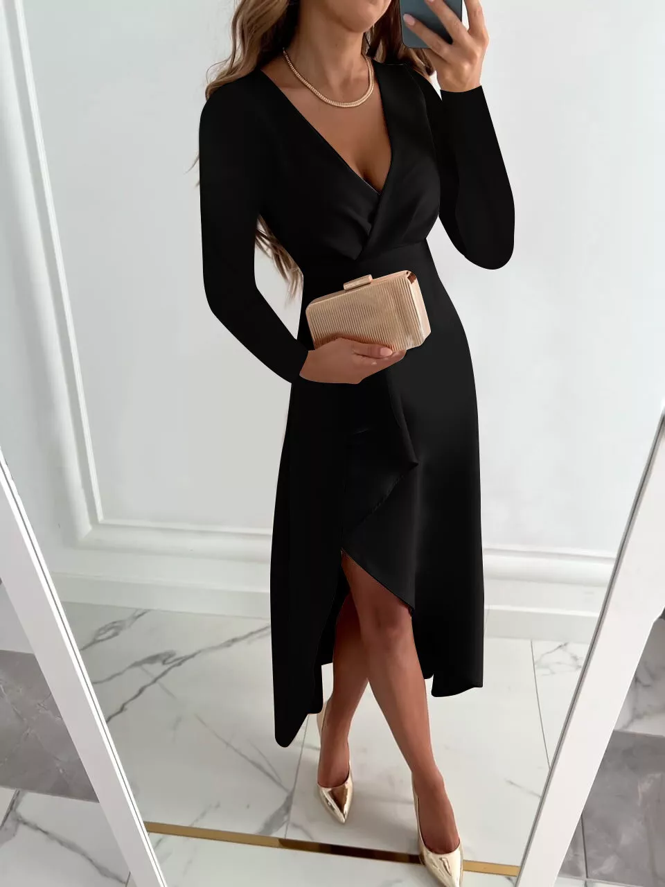 Chic Liliel Long Sleeve Midi Dress