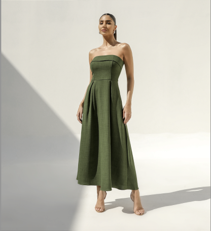 Sophia Green Sleeveless Midi Dress