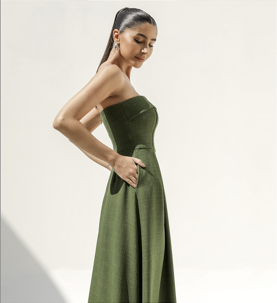 Sophia Green Sleeveless Midi Dress
