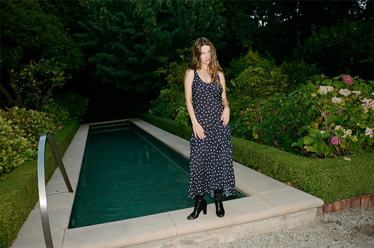 The Ellery Navy Polka Dot Bias-Cut Midi Dress