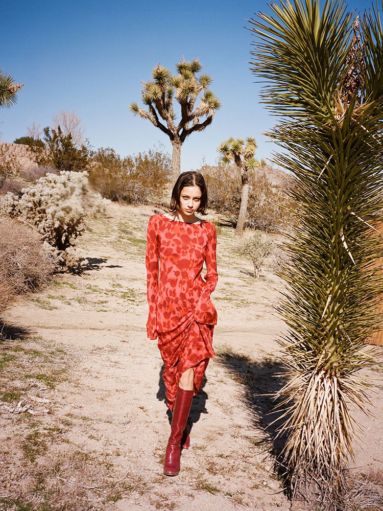 Scarlet Rose Flared-Sleeve Maxi Dress