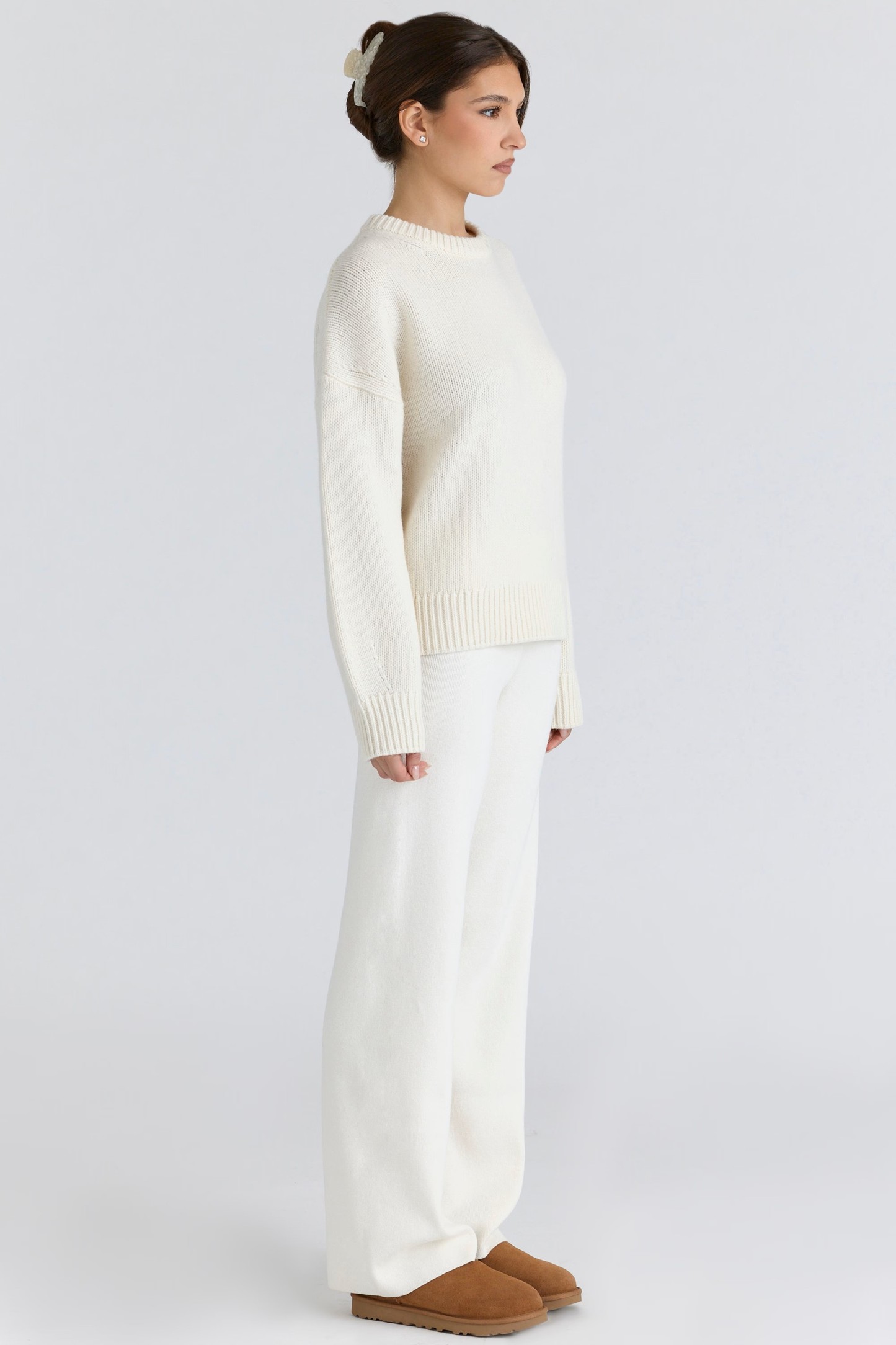 Creamy Oversized Crewneck Knit Sweater