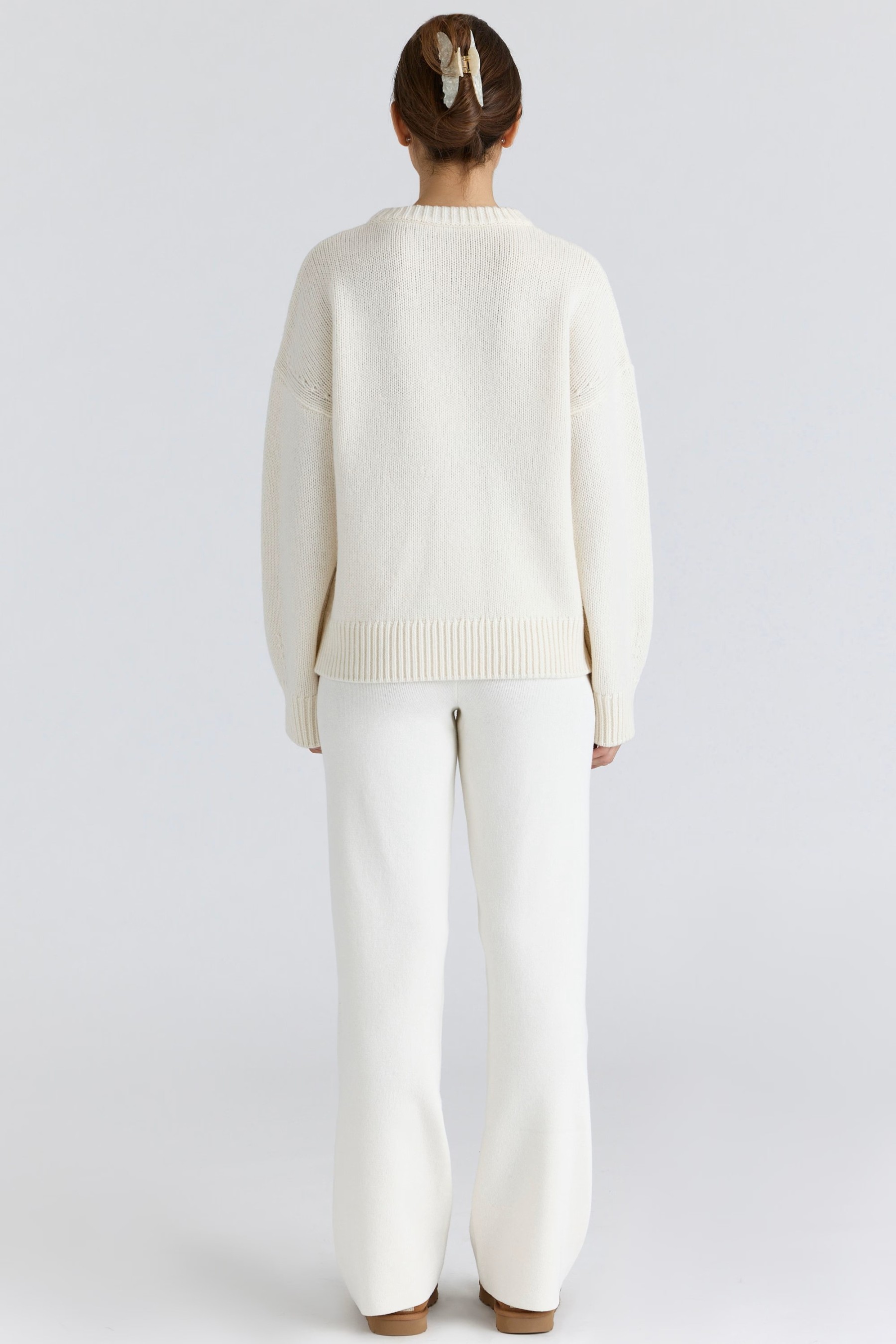 Creamy Oversized Crewneck Knit Sweater