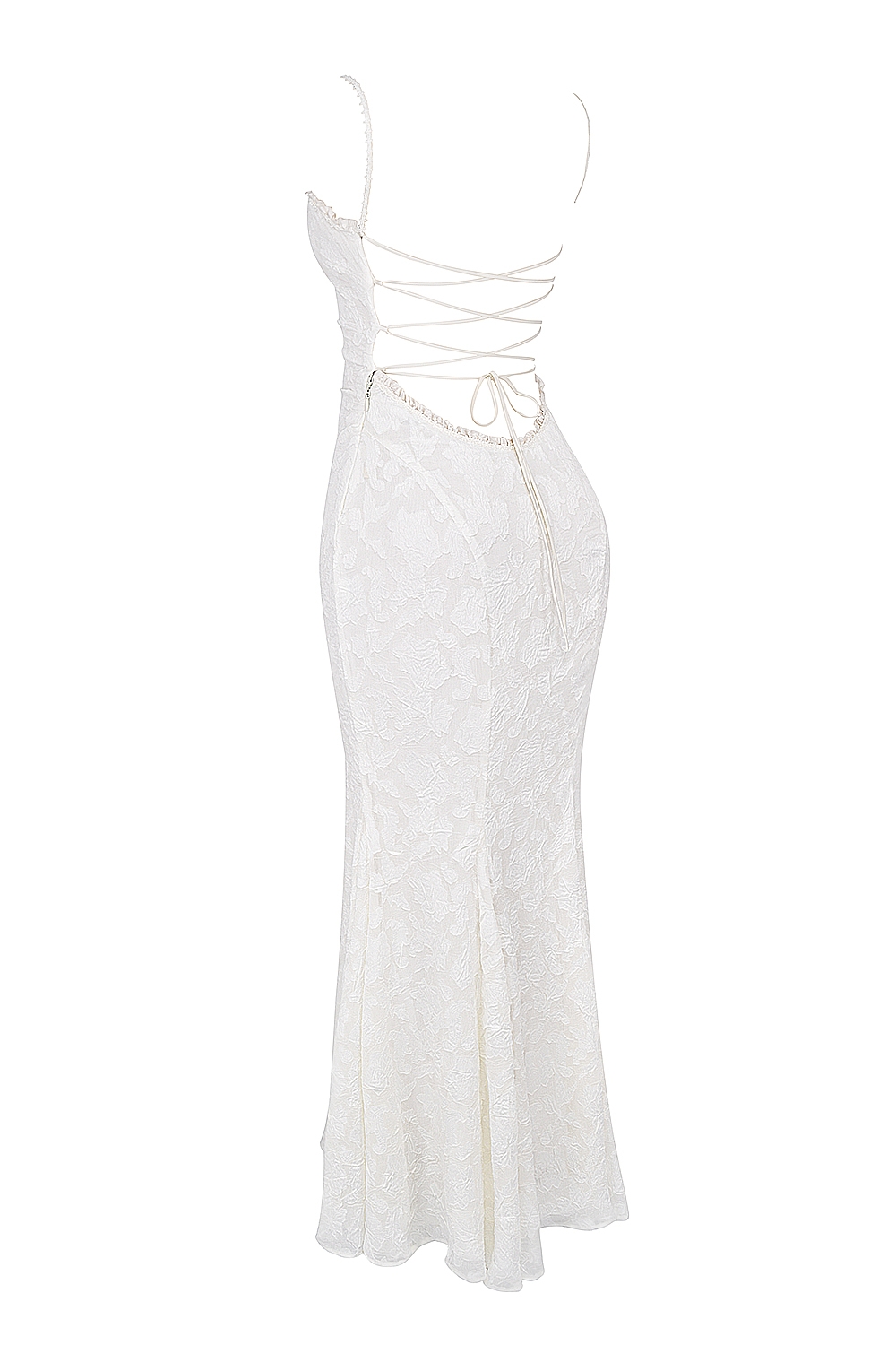Ivory Lace Up Back Maxi Dress
