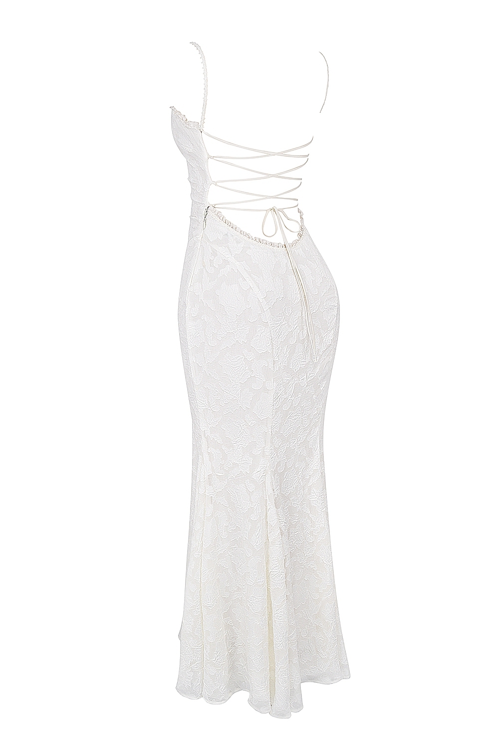 Ivory Lace Up Back Maxi Dress