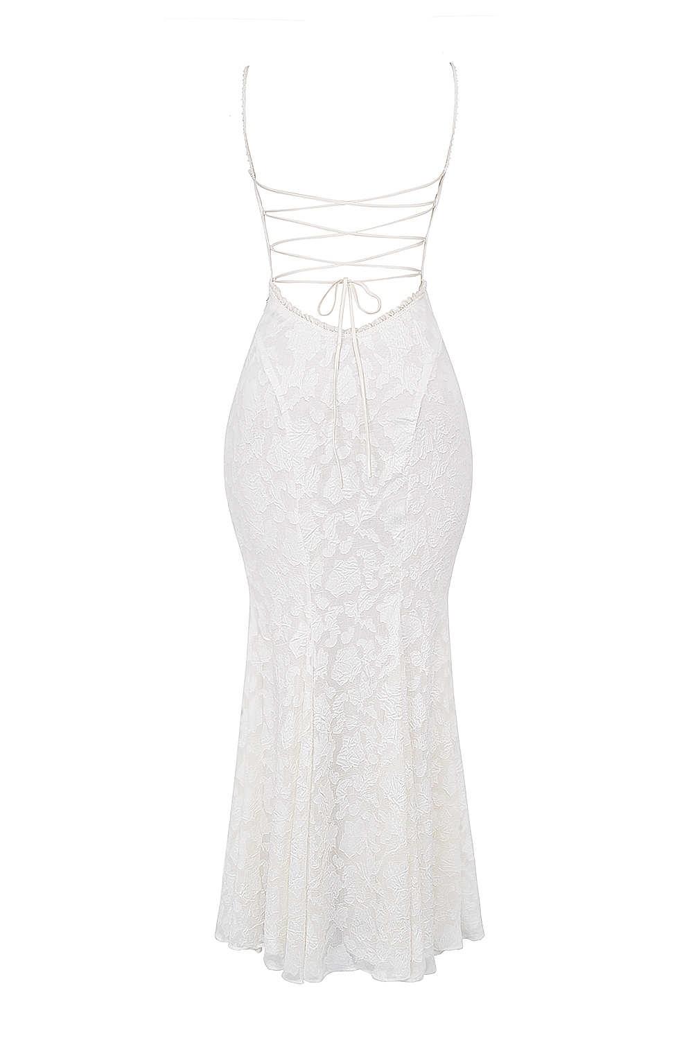 Ivory Lace Up Back Maxi Dress