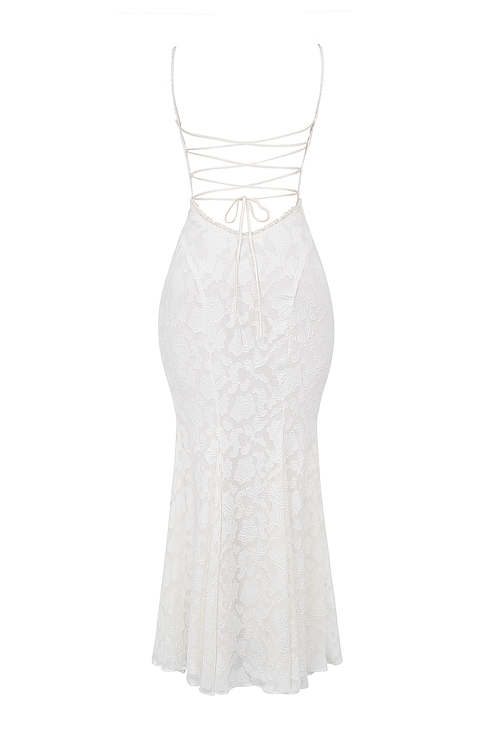 Ivory Lace Up Back Maxi Dress