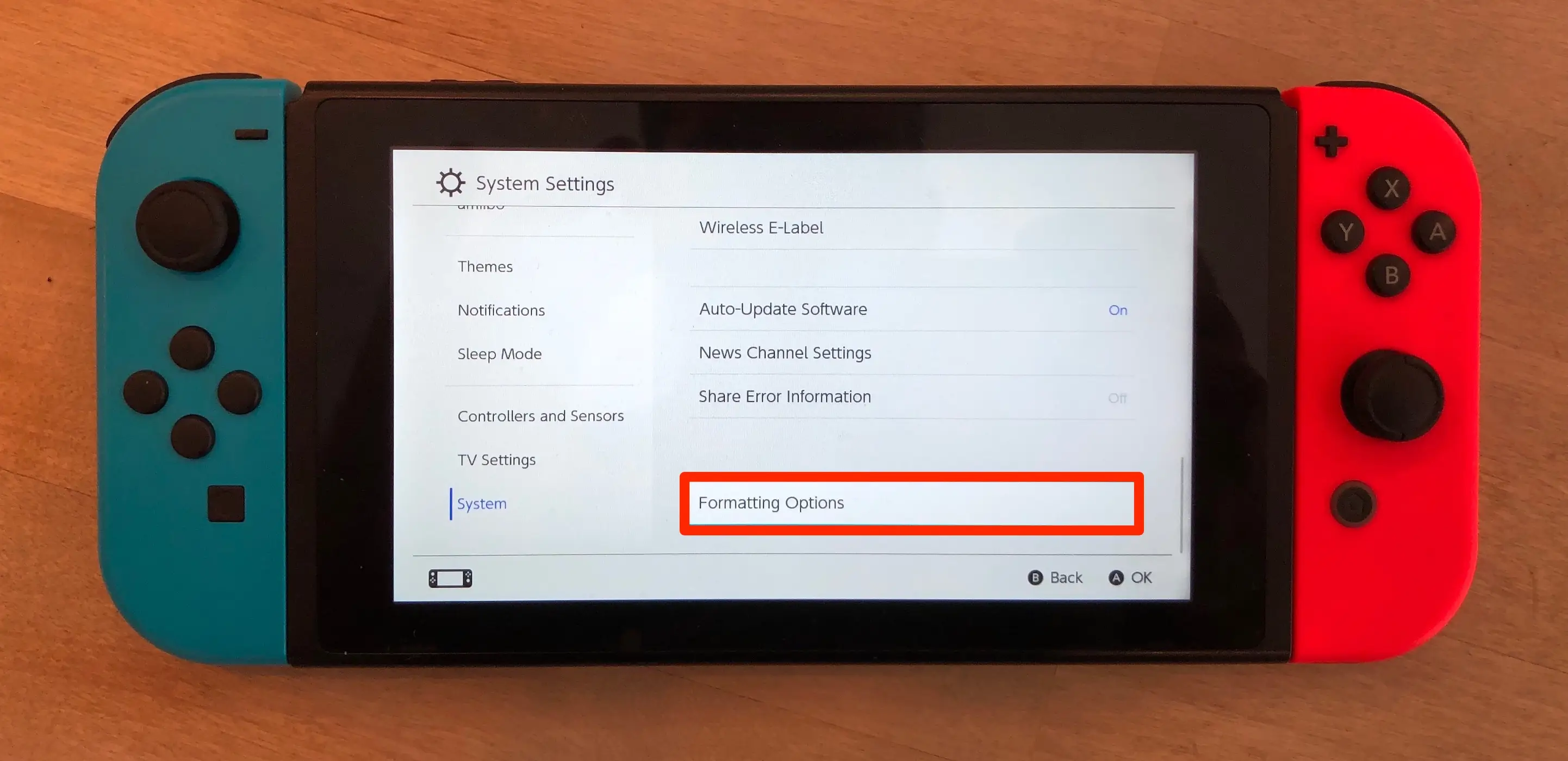 Factory reset Nintendo Switch