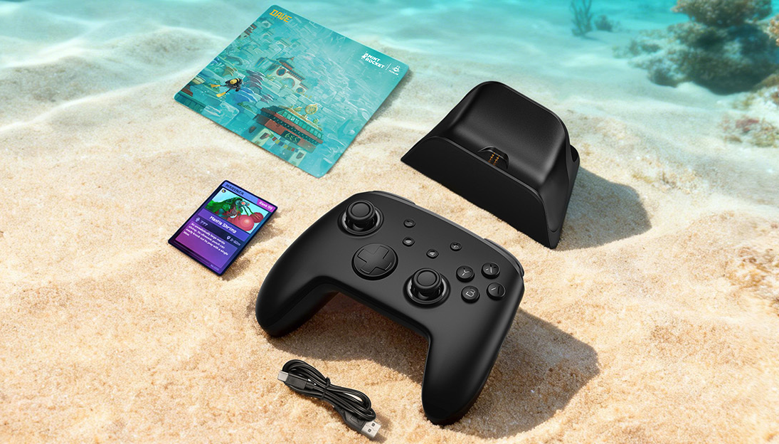 Dave controller, charging dock, USB cable and collectible card
