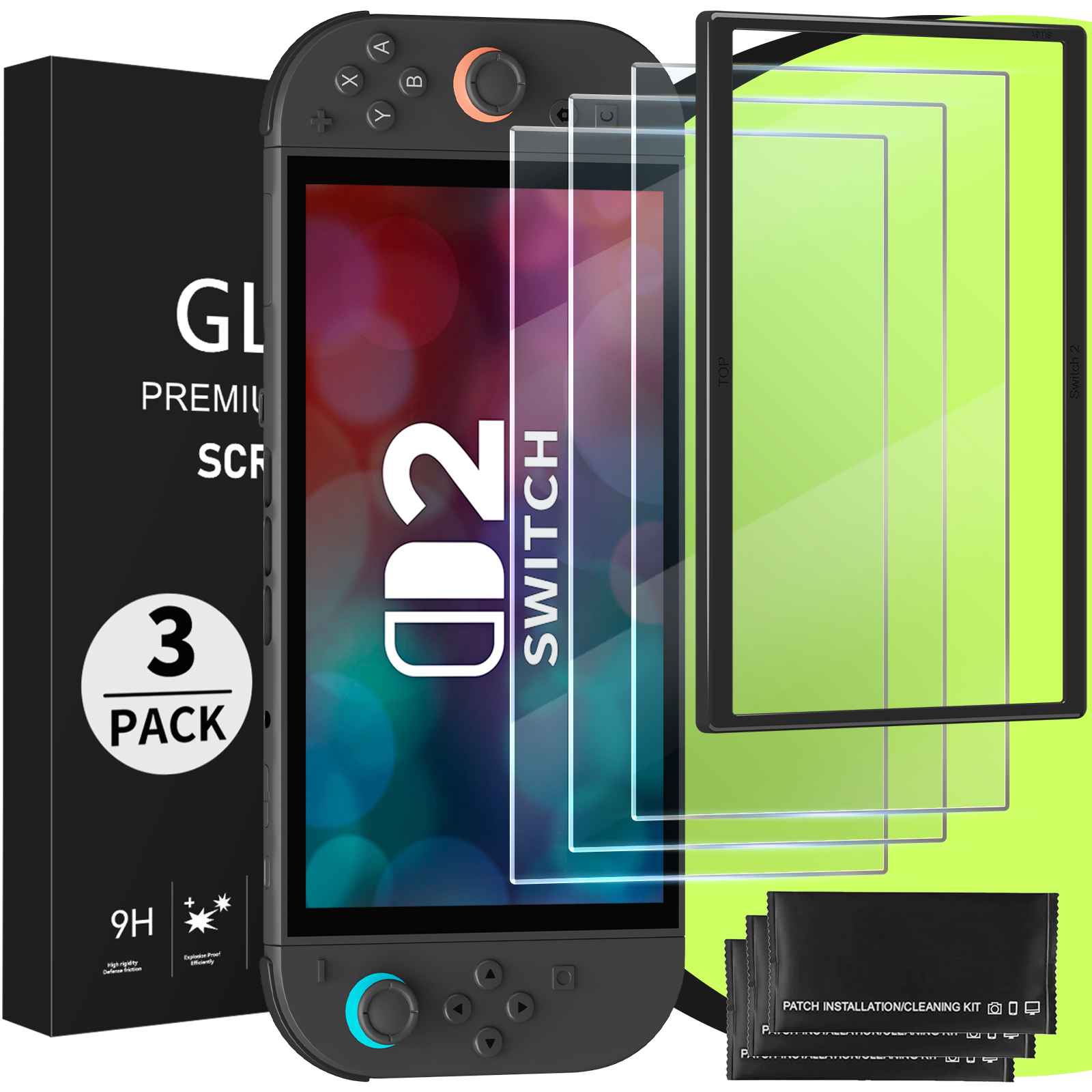 FUNLAB Switch 2 Tempered Glass Screen Protector (3-Pack)