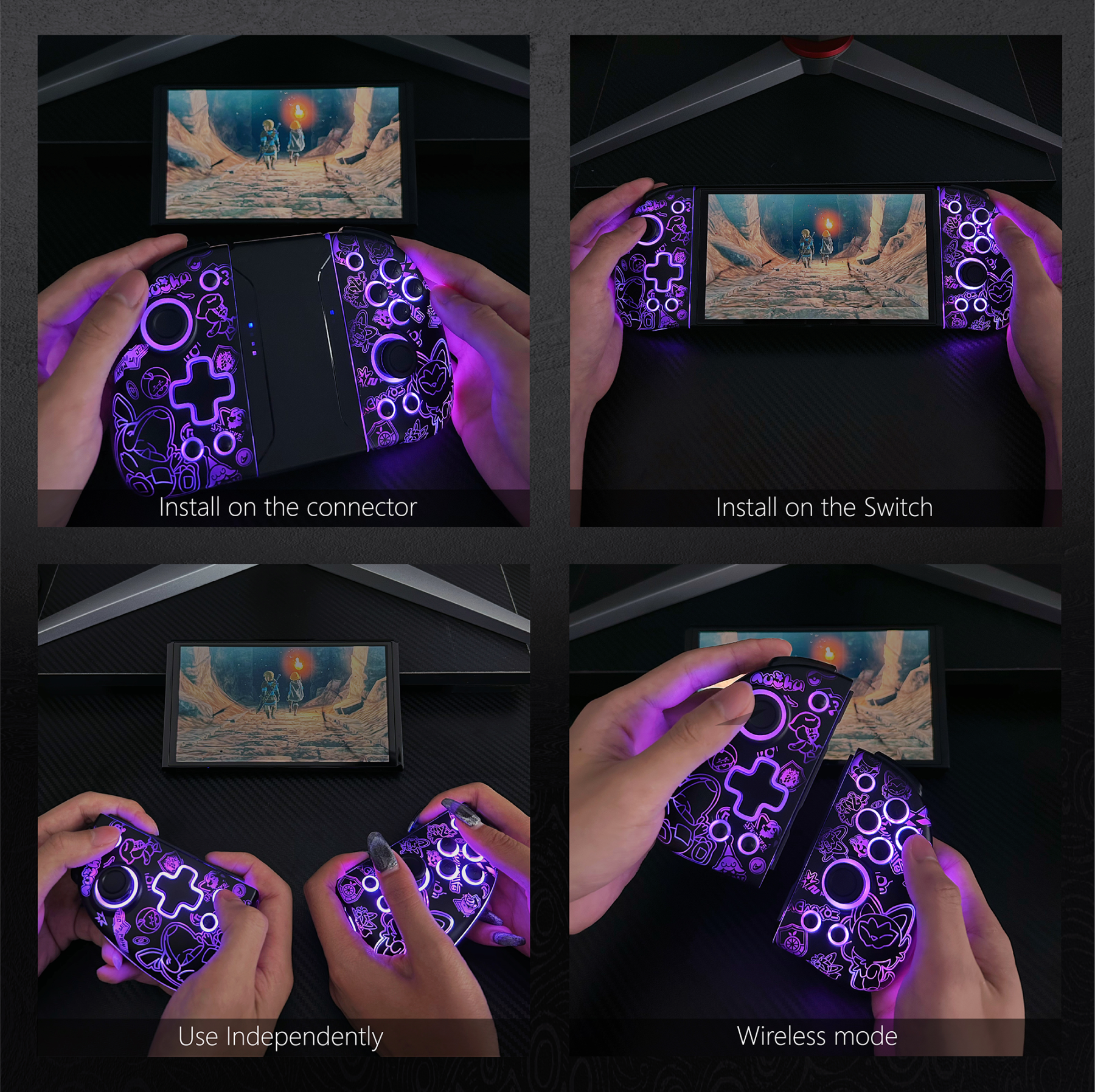 FUNLAB Luminous Wireless Joy-pad for Switch/Switch OLED - Scarlet & Violet-FUNLAB