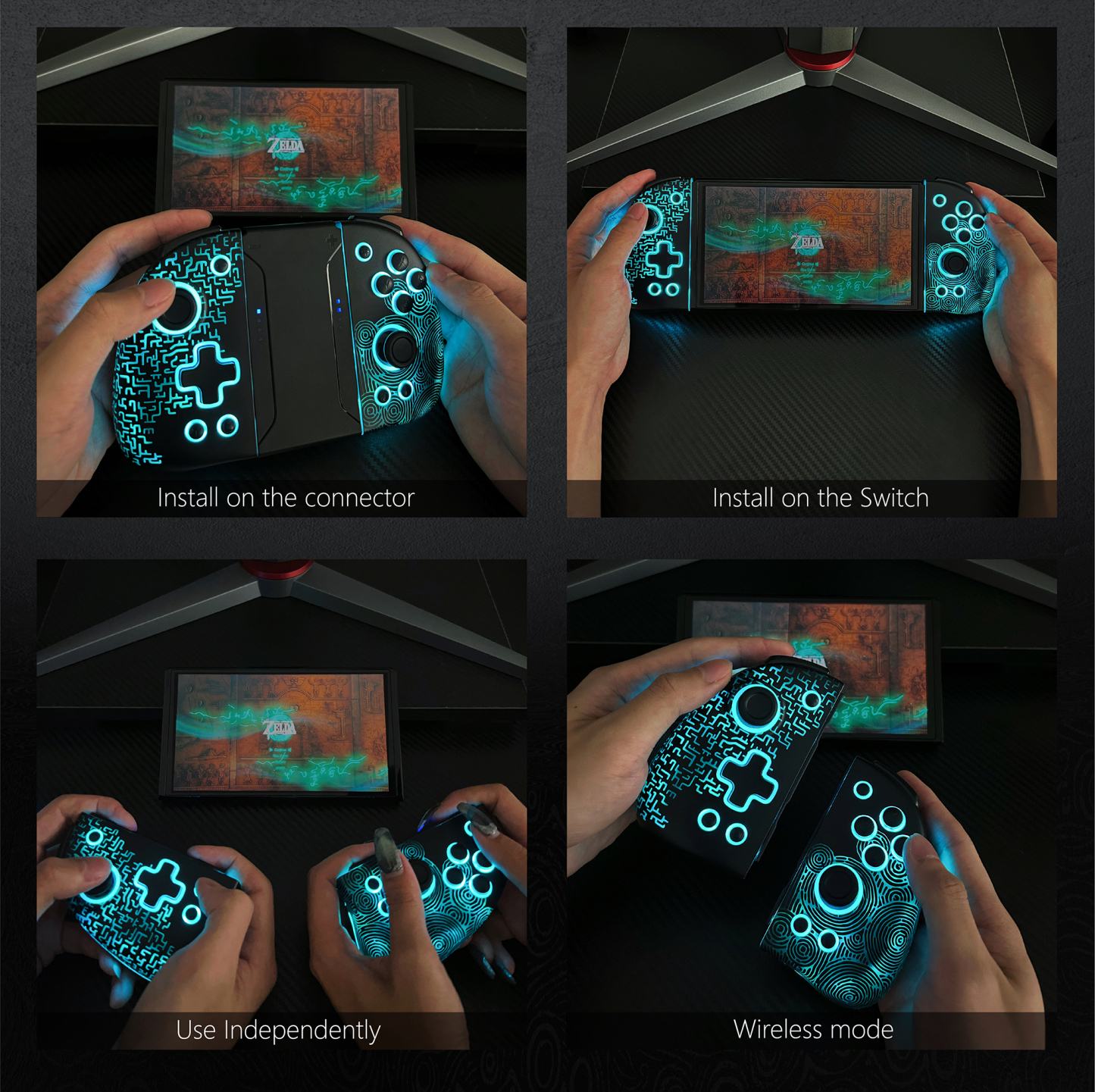 FUNLAB Luminous Wireless Joy-pad for Switch/Switch OLED - Zonaite Black-FUNLAB